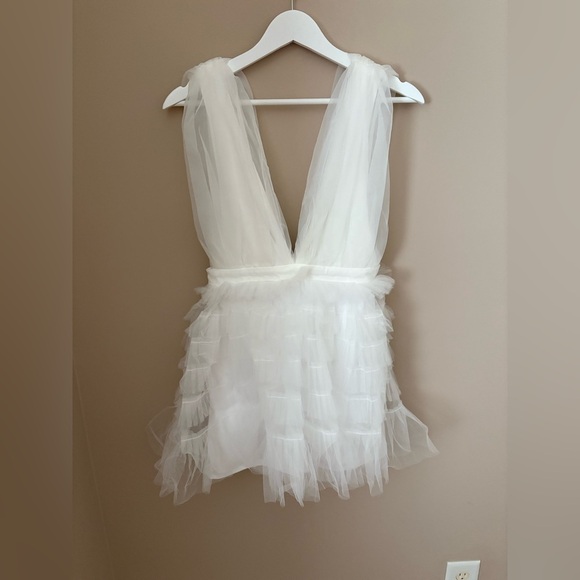 UNTAMED PETALS BY AMANDA JUDGE White Layered Mini Dress NWTs Small - Picture 5 of 6